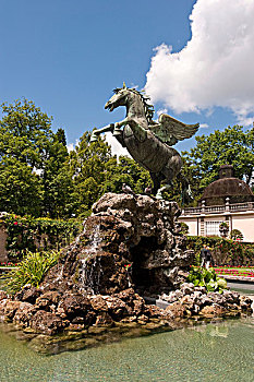 喷泉,米拉贝尔,花园,萨尔茨堡,奥地利,欧洲