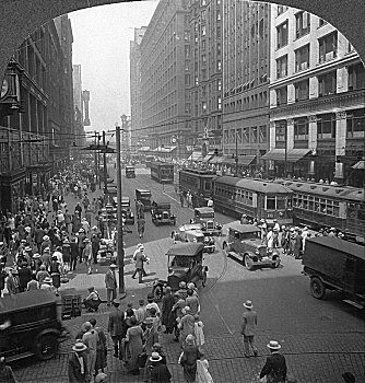 心形,购物区,街道,芝加哥,伊利诺斯,美国,早,20世纪,艺术家,风景