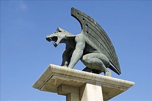 神兽,狮子,翼,雕塑,桥,瓦伦西亚,西班牙,欧洲