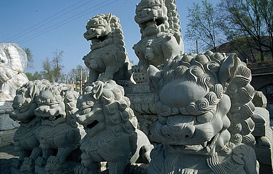 陕西陕北榆林绥德石雕石狮雕塑石刻文化手工黄土高原