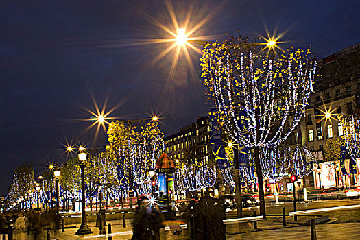 法国,巴黎,圣诞装饰,冬天