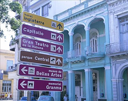 路标,殖民地,建筑,哈瓦那,古巴