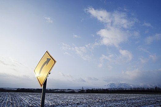 路标,雪地