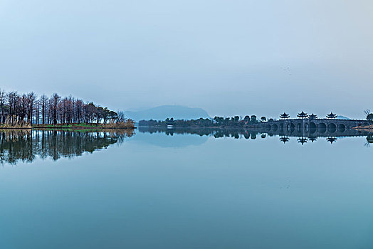 杭州湘湖自然风光水墨湘湖