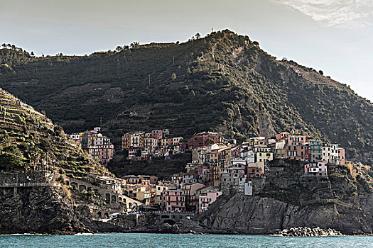渔村,山坡,马纳罗拉,五渔村,利古里亚,意大利