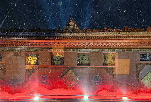 雪夜中的四川德阳文庙
