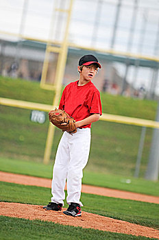 少年棒球联赛,投手,红色,看