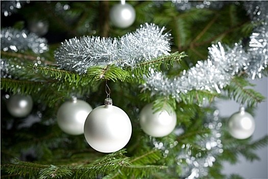 银,装饰,圣诞树,球,链子
