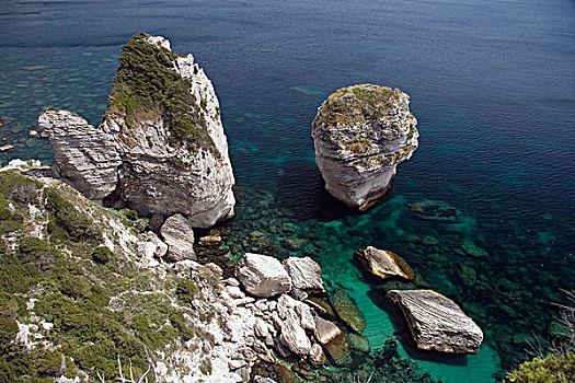 博尼法乔,科西嘉岛,法国,岩石构造,海岸线