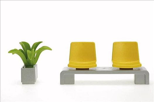 空,座椅,象征,塑料制品,植物,等候室,黄色,玩具