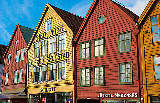 卑尔根,挪威,老城,著名,木质,倚靠,房子,地标建筑,旅游