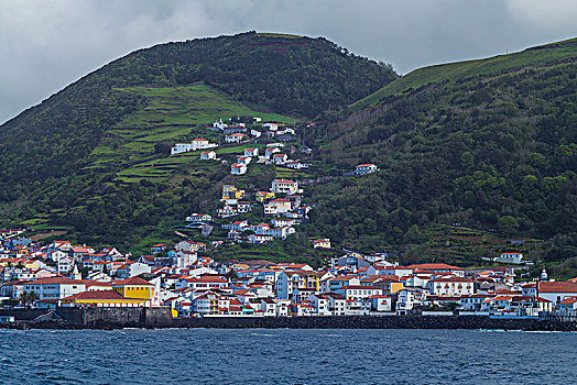 葡萄牙,亚速尔群岛,岛屿,城镇景色,海洋
