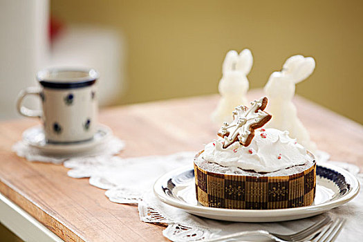 兔子,形状,灯光,蜡烛,杯子,装饰,蛋糕,书桌