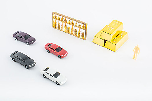 车辆和金币,车贷概念创意插图