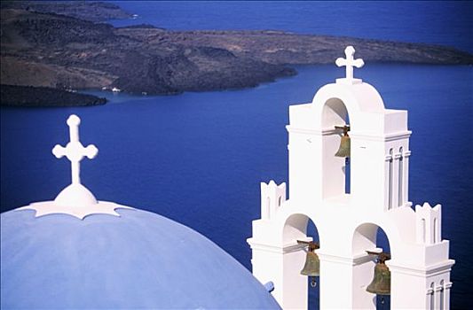 希腊,基克拉迪群岛,群岛,圣托里尼岛,教堂,乡村
