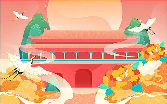 中秋國(guó)慶佳節(jié)海報(bào)中國(guó)傳統(tǒng)節(jié)日嫦娥奔月團(tuán)圓插畫(huà)