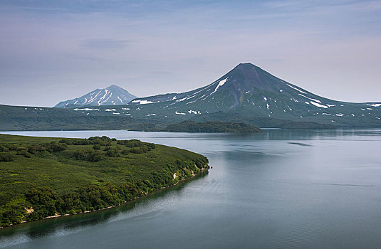 火山,湖,堪察加半岛,俄罗斯,欧洲