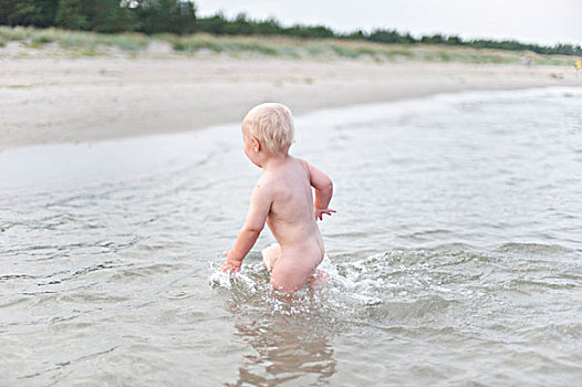 裸露,幼儿,海洋