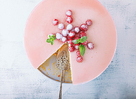 树莓酸奶,蛋糕,装饰,浆果