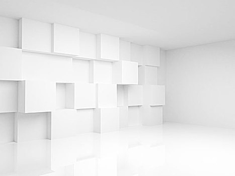 抽象,空,室内,白色,立方体,墙壁