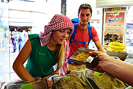 游客,调味品,安曼,约旦,亚洲