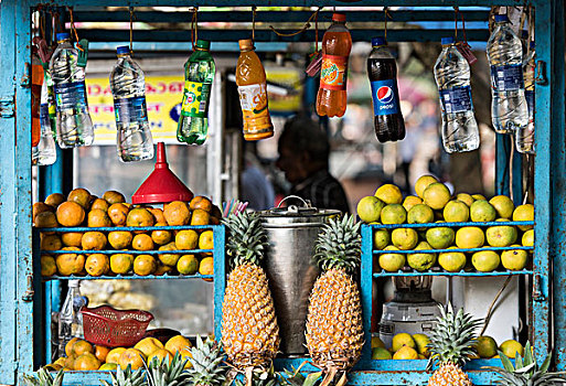 饮料,水果,出售,货摊,高知,喀拉拉,印度,亚洲
