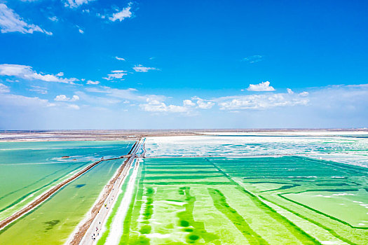 青海海西,格尔木,察尔汗盐湖风光风景航拍,2021年07月27日,察尔汗盐湖位于青海省格尔木市