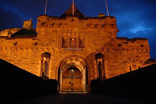 爱丁堡城堡,夜晚,爱丁堡,苏格兰