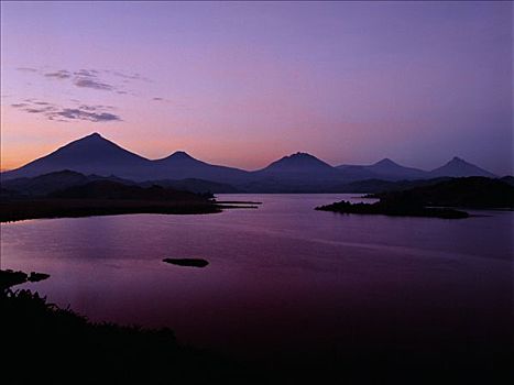 湖,漂亮,大湖区,区域,自然风光,背景,五个,火山,链子,骑跨,边界,卧,高度,脚,高处,海平面,淡水