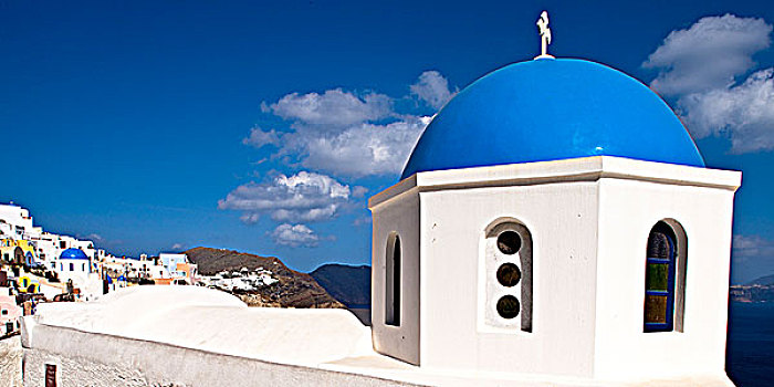 希腊,基克拉迪群岛,圣托里尼岛,教堂,圆顶