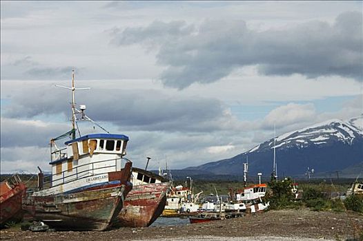 船,湾,智利