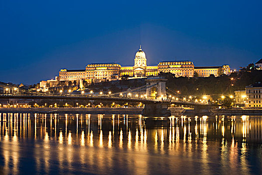 黎明,城堡,上方,多瑙河,布达佩斯