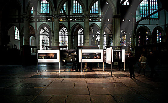 世界,按压,照片,展示,教堂,阿姆斯特丹,荷兰,欧洲