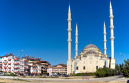 清真寺,四个,尖塔,安塔利亚,省,土耳其,里维埃拉,亚洲