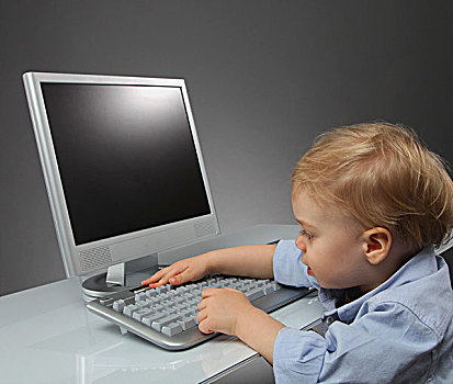 安大略省,加拿大,幼儿,打字,电脑