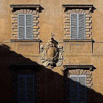 纹章,手臂,特写,百叶窗,锡耶纳,建筑外观,意大利