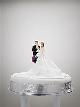 新娘,小雕像,婚礼蛋糕