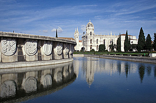 欧洲,葡萄牙,里斯本,喷泉,杰洛尼莫许修道院