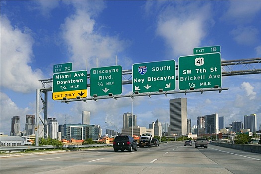 迈阿密,市区,佛罗里达,交通标志,比斯坎湾