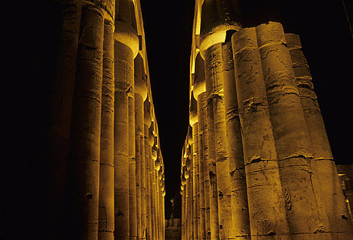 埃及,路克索神庙,卢克索神庙,光亮,夜晚