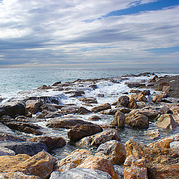 石头,海滩,安达卢西亚,西班牙