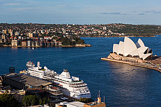 澳大利亚,悉尼,石头,区域,悉尼歌剧院,俯视图,黄昏