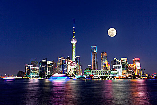 上海浦东陆家嘴金融区的夜景