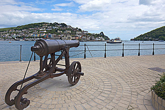 历史,大炮,码头,河,达特茅斯港口,德文郡,英格兰