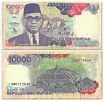 老,货币,正面,背影,印度尼西亚