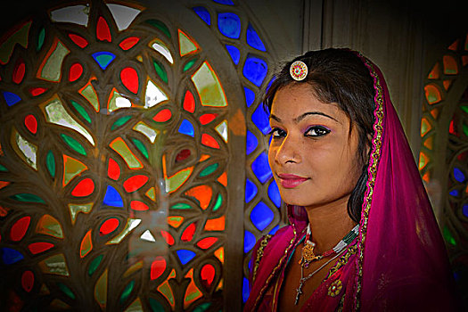 传统服饰,乌代浦尔,拉贾斯坦邦,印度,亚洲