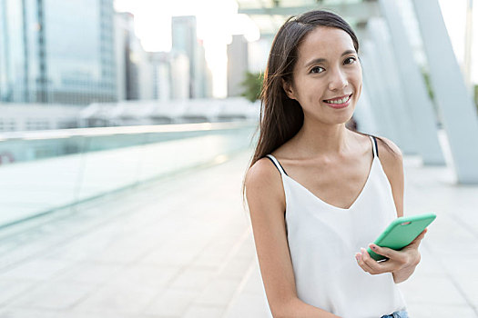 亚洲女性,机智,电话,户外