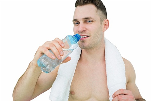 男人,头像,饮用水,毛巾,颈部