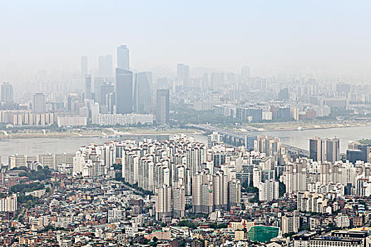 韩国首都首尔的俯视风景