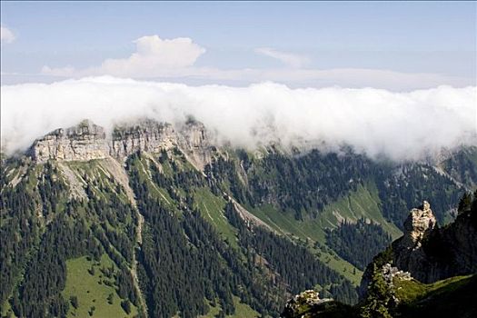 云,移动,上方,山,山峰,伯恩高地,瑞士